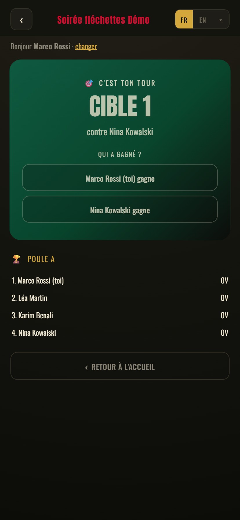 Écran joueur annonçant que c'est son tour